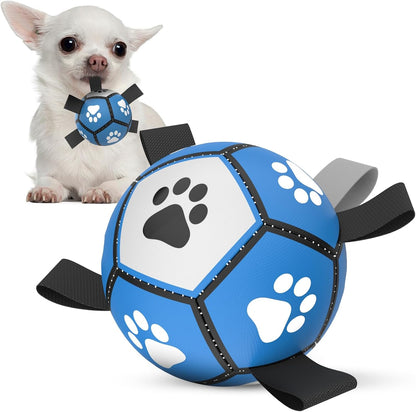 Interactive Dog Football Toys with Webbing, Durable Dog Water Balls for Small Medium Breed, Indoor & Outdoor (5 Inch)