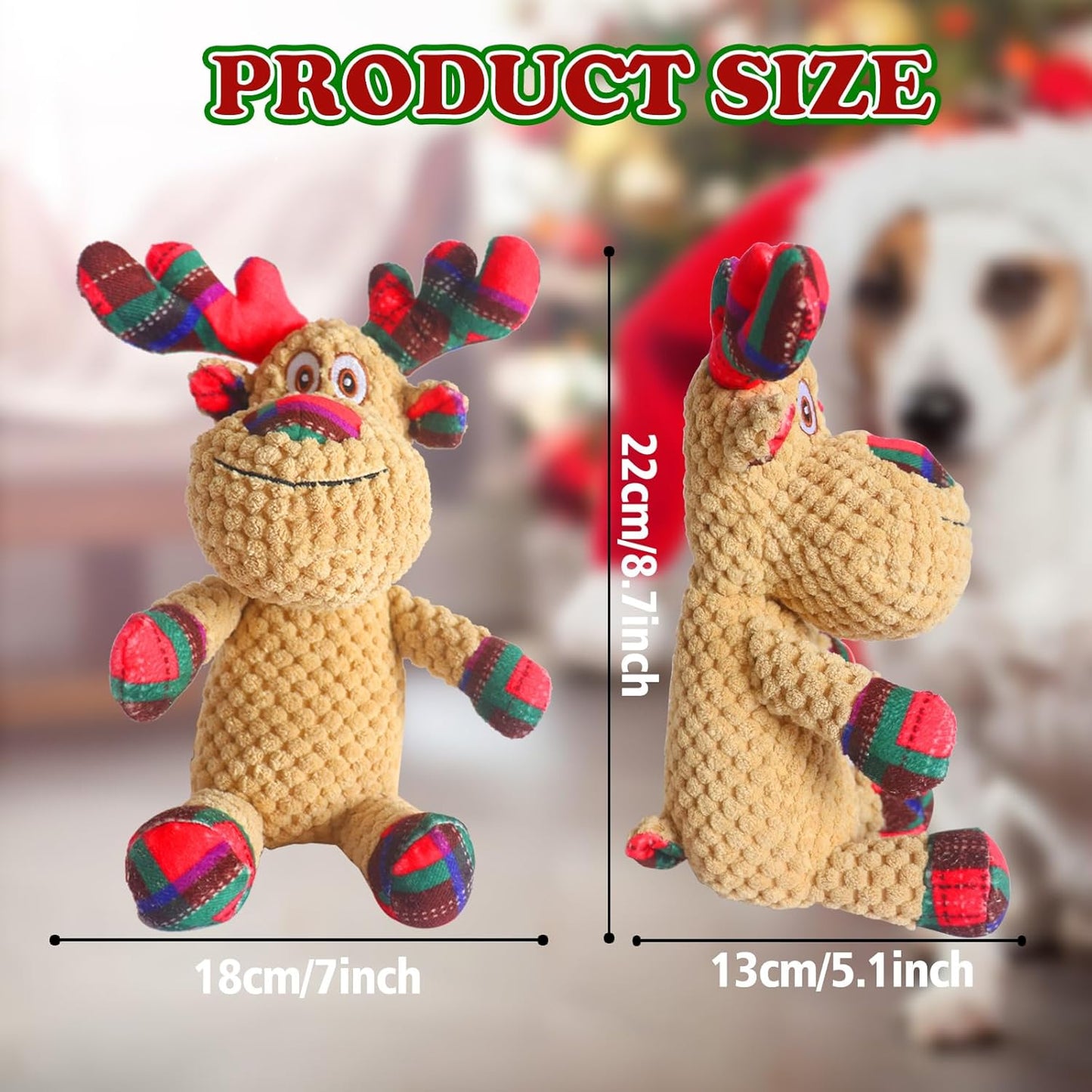 Cute Reindeer Christmas Squeaky Dog Toy