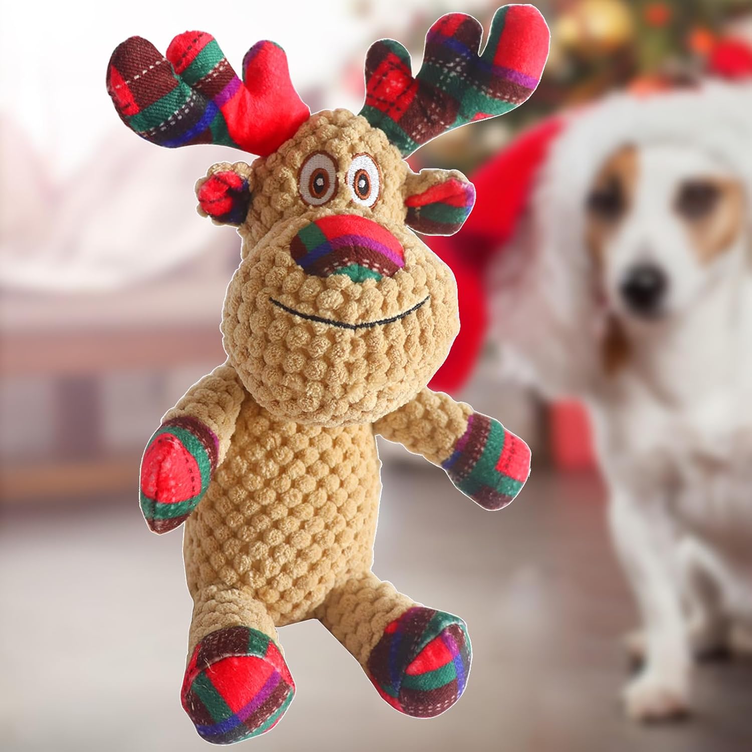 Cute Reindeer Christmas Squeaky Dog Toy
