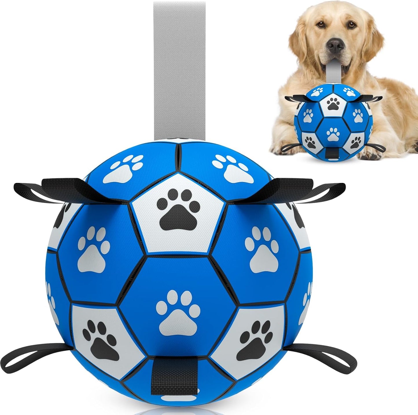 Interactive Dog Football Toys with Webbing, Durable Dog Water Balls for Small Medium Breed, Indoor & Outdoor (5 Inch)