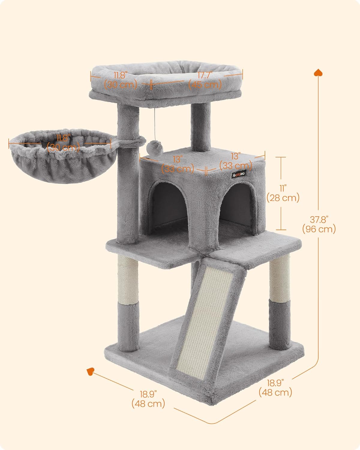 Cat Tree, Cat Tower, Widened Perch for Large Cats