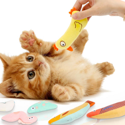 Cat Catnip Toys, 6 Pcs Cat Chew Toy, Interactive Soft Plush Fish Toy for Cats Adult Kitten Indoor