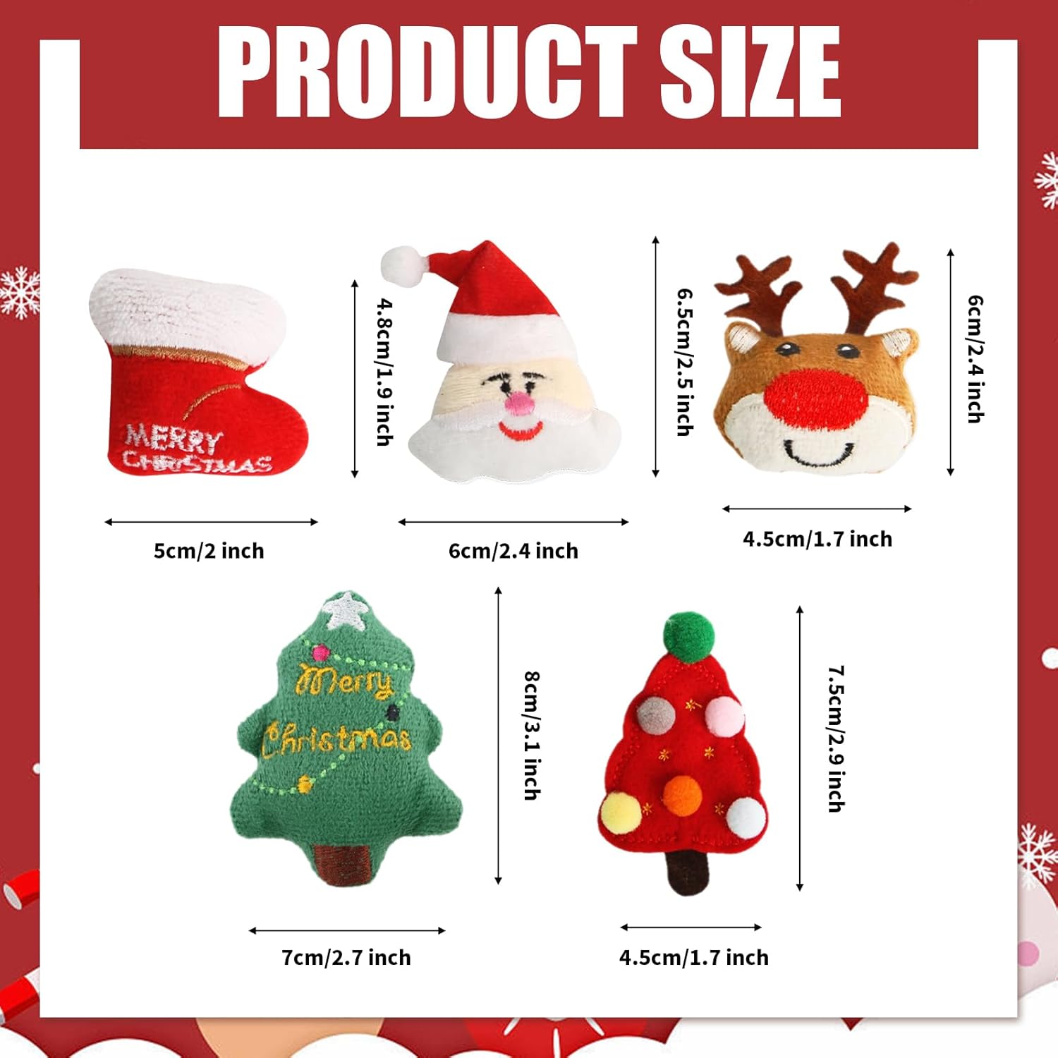 Pet Christmas Toys,5Pcs Cat Chew Bite Toy Kitten Teething Chew Toys Christmas Cat Teething Toy Santa Claus Interactive Cats Toys Elk Cat Toy Plush Xmas Cat Toy Supplies for Playing Training