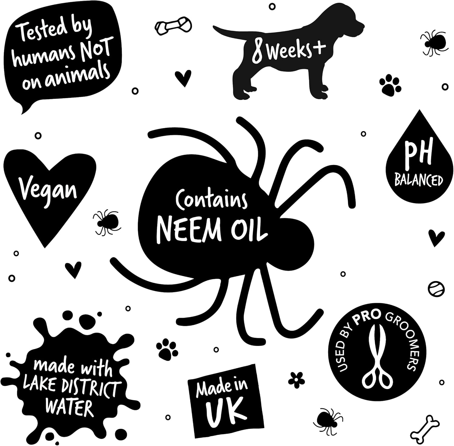 Flea and Tick Dog Shampoo by , Works on Smelly Puppies & Dogs, Contains Neem Oil PH Balanced Vegan Used by Professional Groom (Shampoo 500Ml)