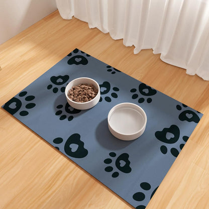 Dog Feeding Mat 30X50Cm, Absorbent Mat for Dog Water Bowl, Rubber Pet Food Mat, Pet Food Mats for Floor Waterproof, Pet Placemats for Food and Water, Cat Feeding Mat, Blue