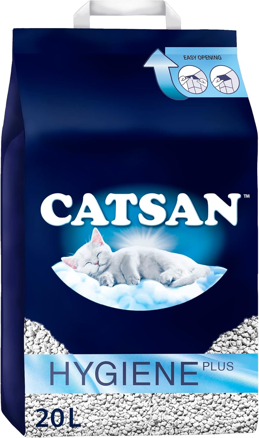 Catsan Hygiene plus Non-Clumping Adult Cat Litter and Kitten Litter - 20L - 100% Natural and Absorbent