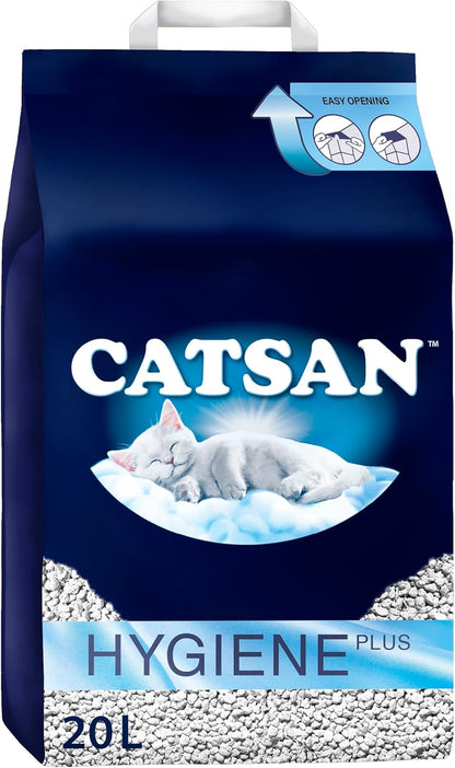 Catsan Hygiene plus Non-Clumping Adult Cat Litter and Kitten Litter - 20L - 100% Natural and Absorbent