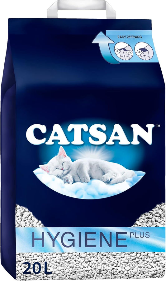 Catsan Hygiene plus Non-Clumping Adult Cat Litter and Kitten Litter - 20L - 100% Natural and Absorbent