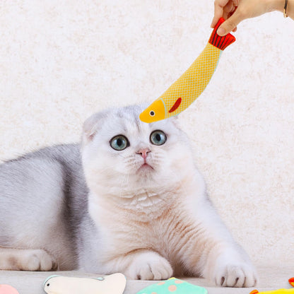 Cat Catnip Toys, 6 Pcs Cat Chew Toy, Interactive Soft Plush Fish Toy for Cats Adult Kitten Indoor