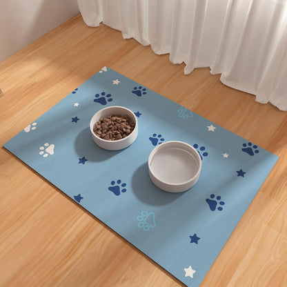 Dog Feeding Mat 30X50Cm, Absorbent Mat for Dog Water Bowl, Rubber Pet Food Mat, Pet Food Mats for Floor Waterproof, Pet Placemats for Food and Water, Cat Feeding Mat, Blue