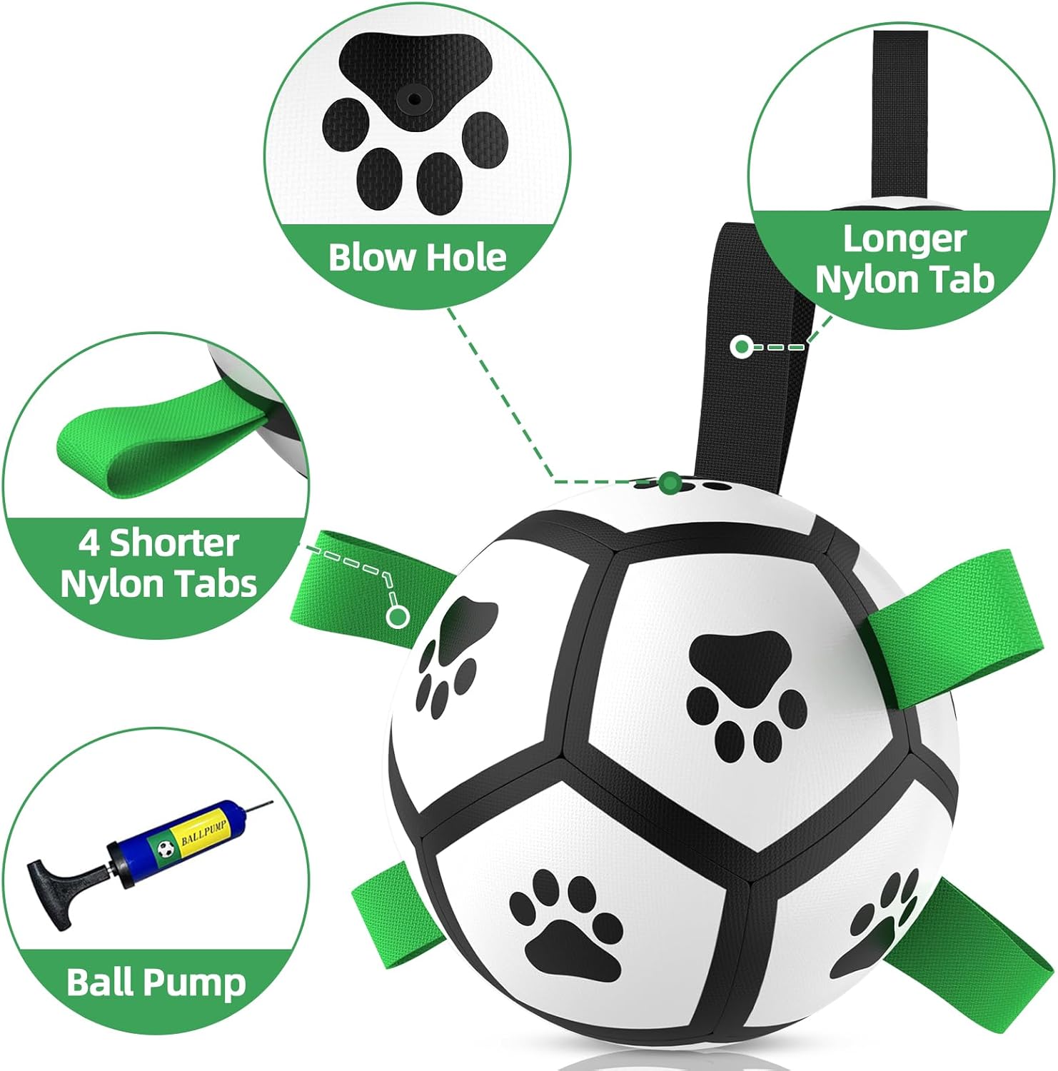 Interactive Dog Football Toys with Webbing, Durable Dog Water Balls for Small Medium Breed, Indoor & Outdoor (5 Inch)
