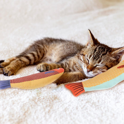 Cat Catnip Toys, 6 Pcs Cat Chew Toy, Interactive Soft Plush Fish Toy for Cats Adult Kitten Indoor