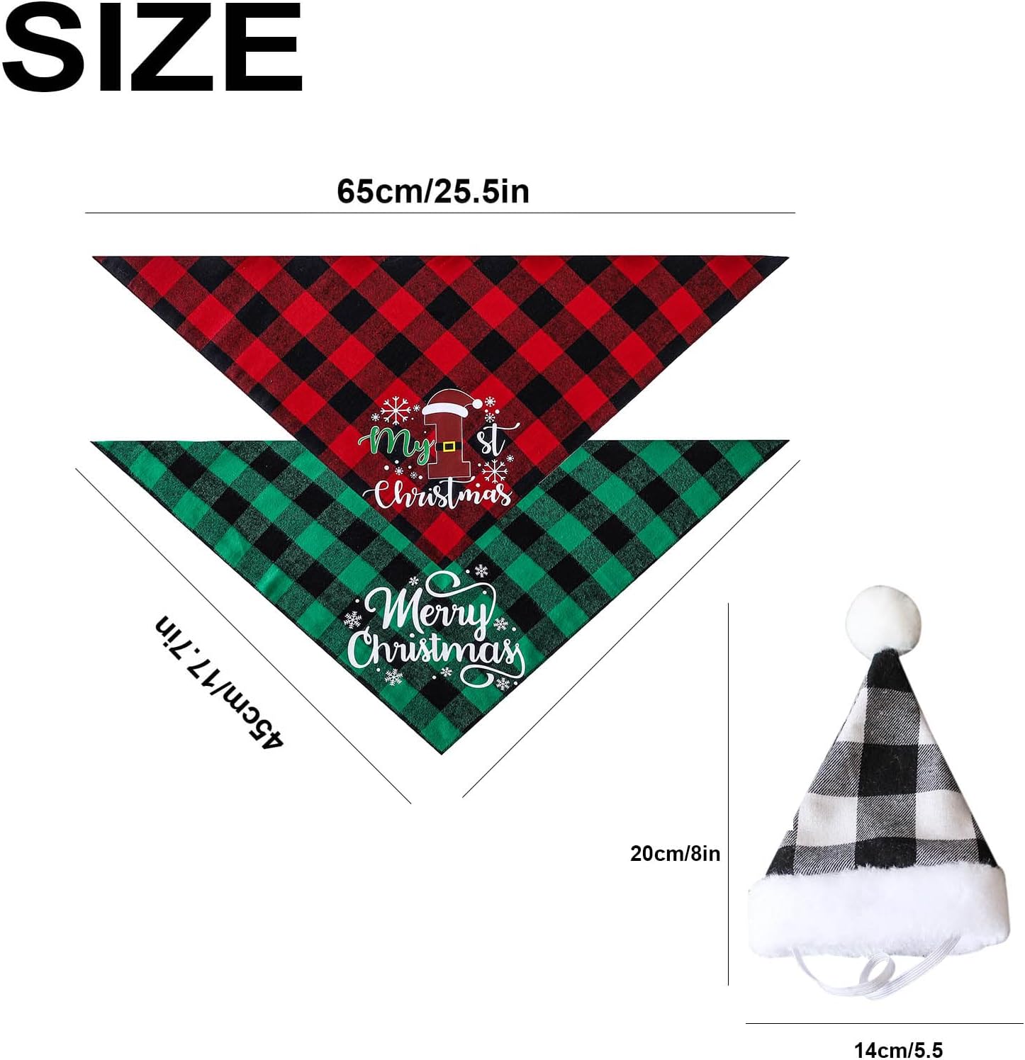 Dog Christmas Bandana, Pet Kerchief Scarf Triangle Bibs Washable for Holiday Festival Theme Party - Cat and Dog (Red)