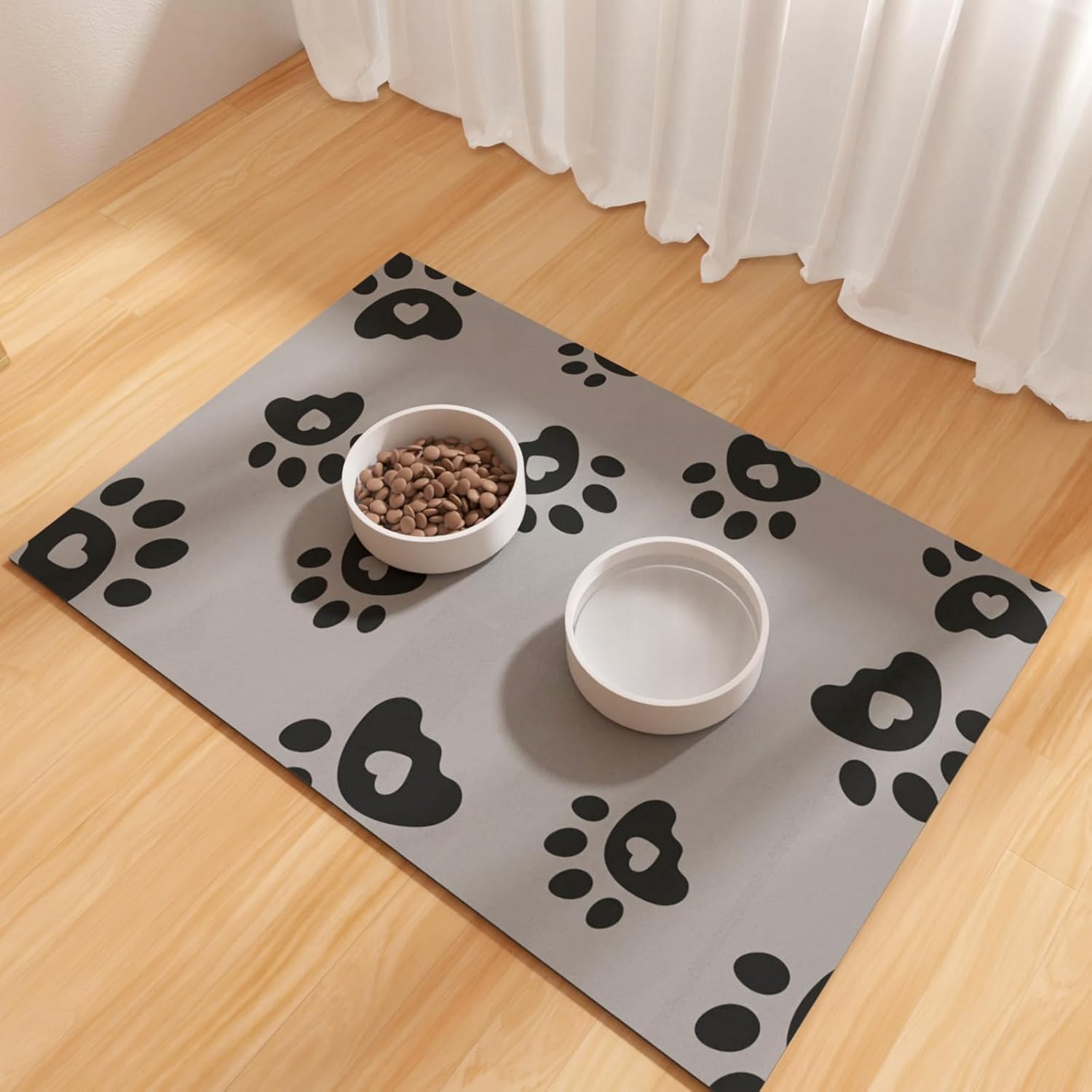 Dog Feeding Mat 30X50Cm, Absorbent Mat for Dog Water Bowl, Rubber Pet Food Mat, Pet Food Mats for Floor Waterproof, Pet Placemats for Food and Water, Cat Feeding Mat, Blue