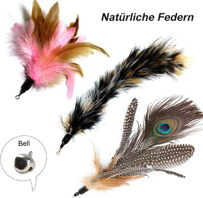 Cat Toys, Cat Feather Toys, Interactive Cat Teasers Wand Toys 6Pcs, Cat Toys for Indoor Cats Adult Kitten