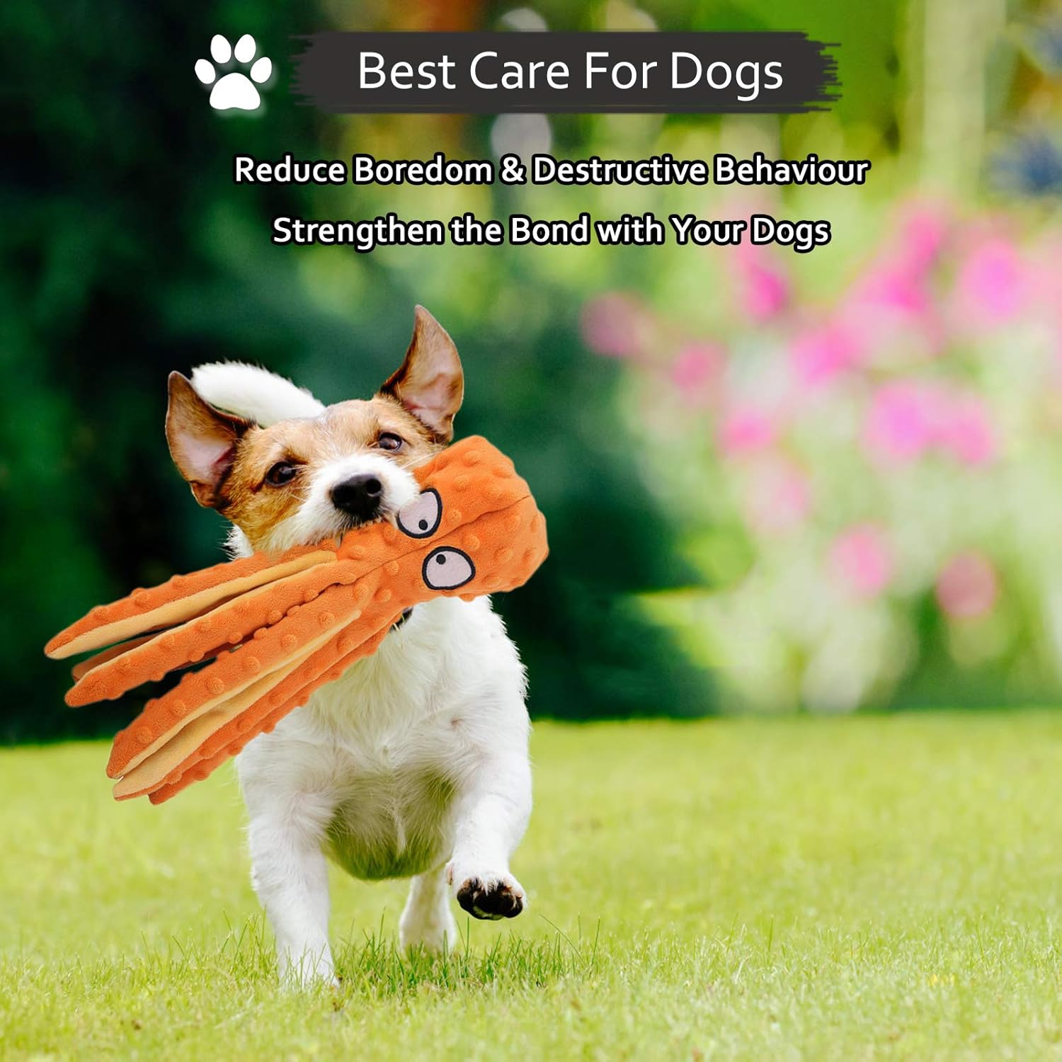 Squeaky Dog Interactive Play Toy,No Stuffing Octopus Dogs Chew Toy with Crinkle Paper for Medium and Large Dogs Playing