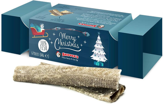 Christmas Crackers for Dogs - Contains White Fish Skin Flatties, Handmade & Air Dried Crackers Dog Treats, 100% Natural Long Lasting Dog Chews, High Protein Low Fat, Rich in Omega 3 | (60G)