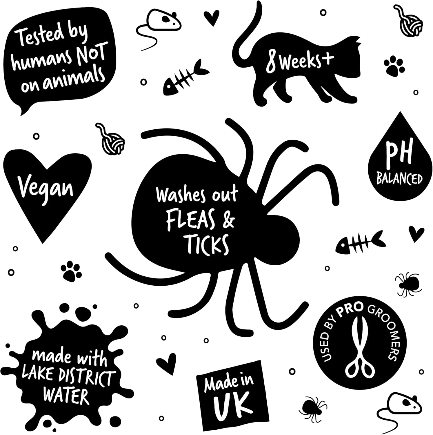 BUGALUGS Flea and Tick Cat Shampoo 500Ml, Deep Cleansing Shampoo for Cats for Fleas, Ticks & Mites Contains Neem Oil, PH Balanced Vegan, Pet Shampoo (500Ml Flea Shampoo)