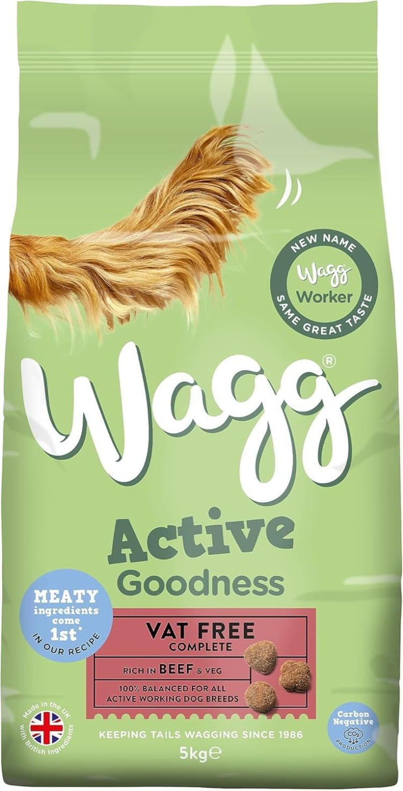 Active Goodness Complete Dry Adult Dog Food Beef & Veg 1Kg (Pack of 5) - for All Active Working Dog Breeds