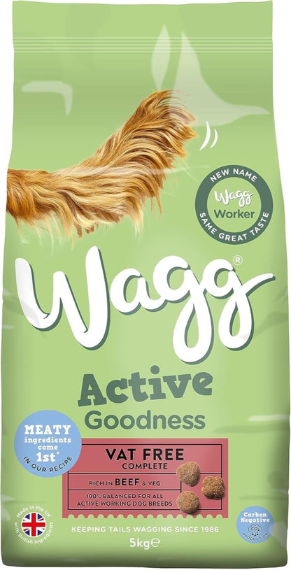 Active Goodness Complete Dry Adult Dog Food Beef & Veg 1Kg (Pack of 5) - for All Active Working Dog Breeds