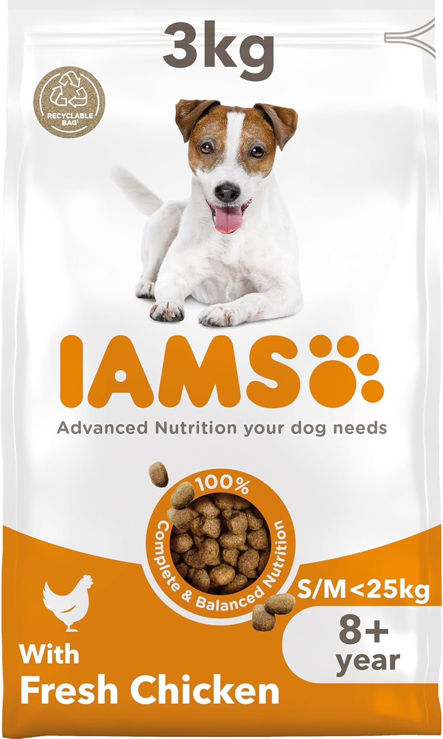 Senior Small Medium Complete Dry Dog Food Chicken 3Kg - with Dentalcare System