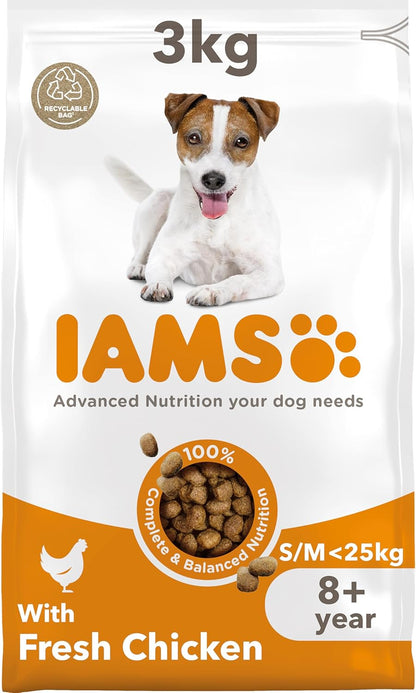 Senior Small Medium Complete Dry Dog Food Chicken 3Kg - with Dentalcare System