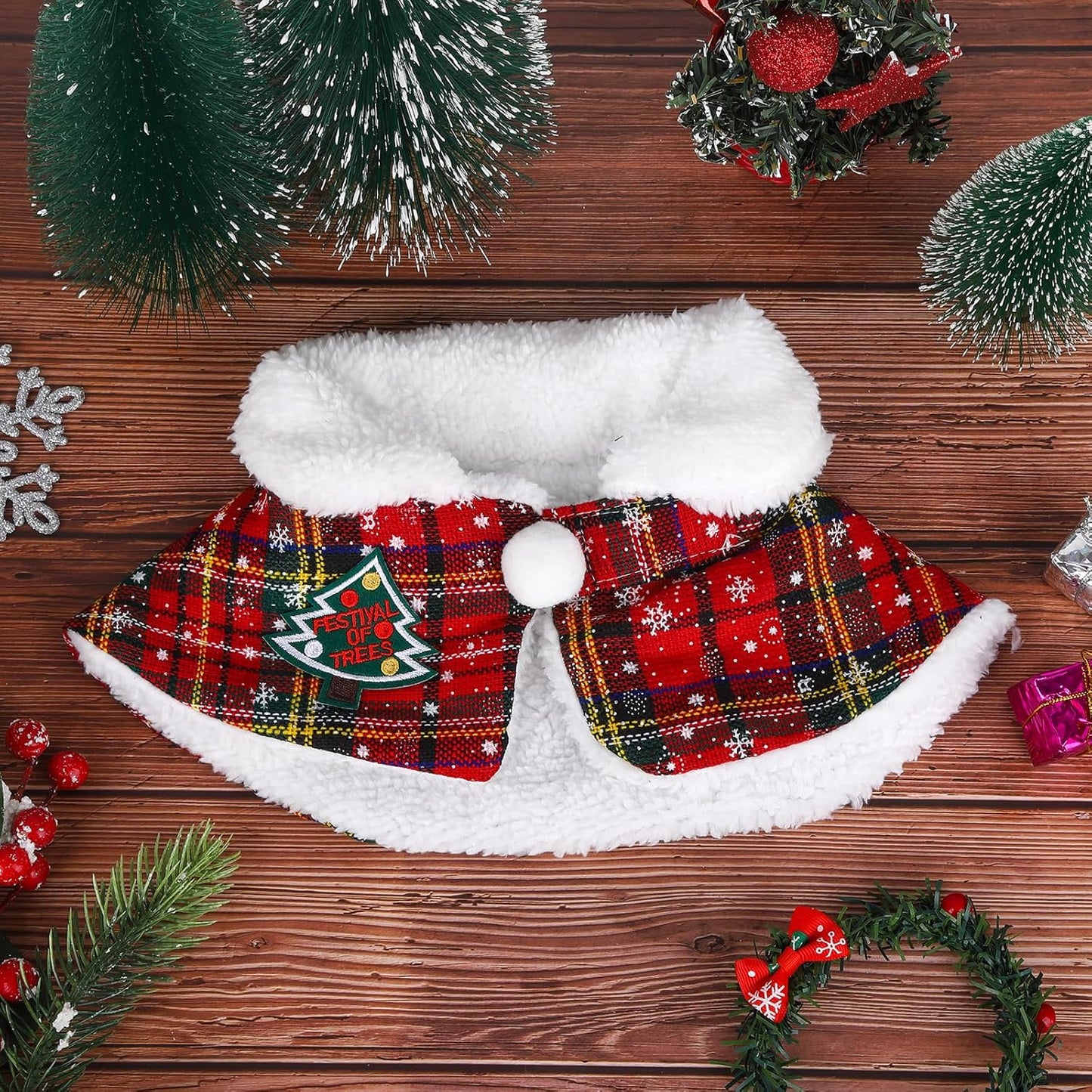 Christmas Costume Dog Cat Christmas Outfit Pet Cape Cloak Red Cute Pet Costume Cape Warm Soft Cat Clothes for Small Medium Sized Puppy Dog Cat
