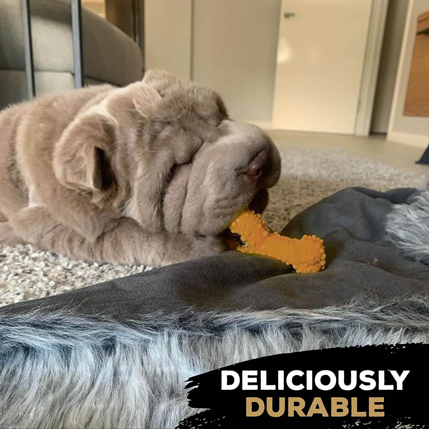 Tastybone Triobone Nylon Dog Chew Toy for Small Dogs (Lamb) - Indestructible for Aggressive Chewers, Everlasting Flavour, Strong Healthy Teeth, Made in the UK