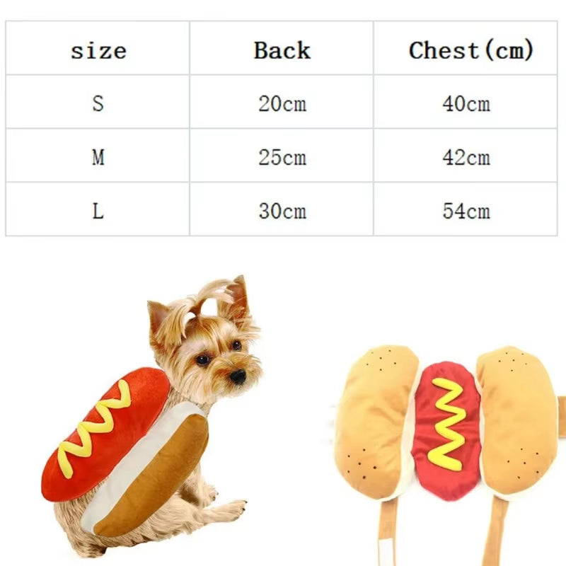Dog Funny Halloween Costumes Hot Dog Shaped Dachshund Sausage Adjustable Clothes Pet Apparel Dressing up Cat Party Costume Suit