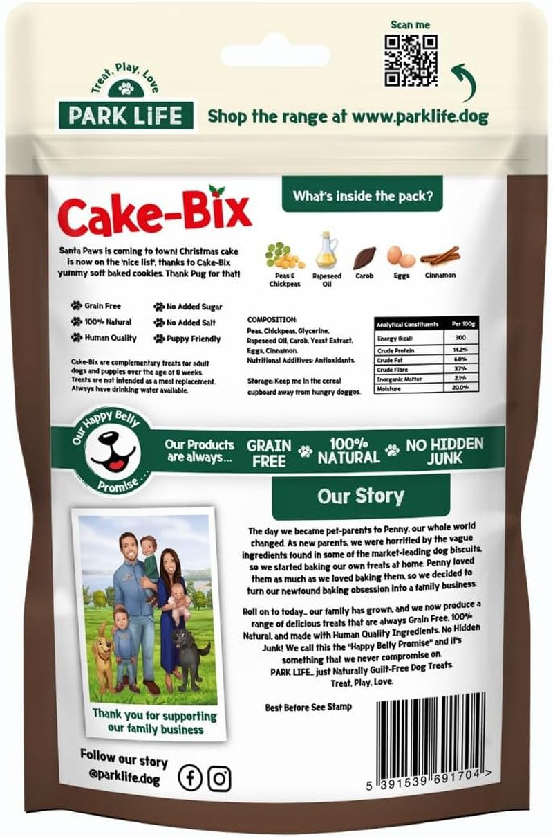 PARK Life - Cake-Bix, Festive Christmas Cake Flavour Dog Treats, Seasonal Snack, Nutritious Snack, 8 X 100G Convenient Pouches