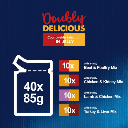 Felix Doubly Delicious Countryside Selection in Jelly Wet Cat Food 40X85G