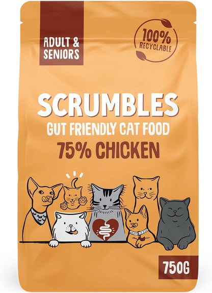 Scrumbles Adult and Senior Cats Dry Food, 750G