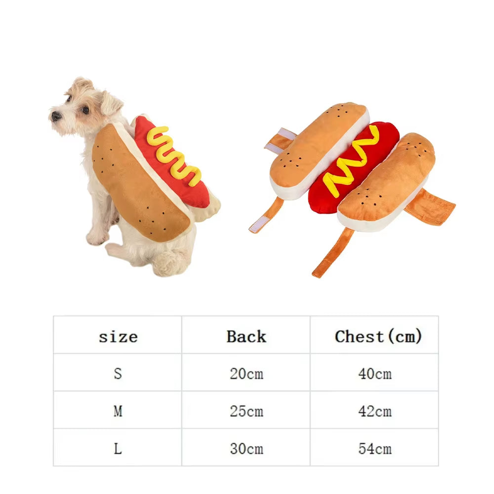 Funny Halloween Dog Costumes Hot Dog Shaped Dachshund Sausage Adjustable Clothes Pet Apparel Dressing up Cat Party Costume Suit