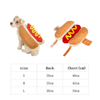 Funny Halloween Dog Costumes Hot Dog Shaped Dachshund Sausage Adjustable Clothes Pet Apparel Dressing up Cat Party Costume Suit