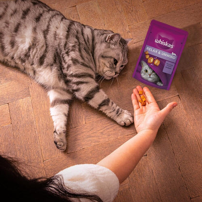 Whiskas Relax and Unwind - Cat Treats - Small Bite Size Snacks with Chicken Filling - 8 X 45 G