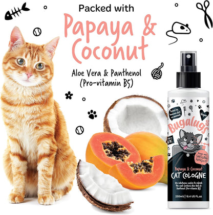 Bugalugs Cologne for Cats. Leave in Spray to Condition, Nourish and Hydrate Skin and Coat. Professional Cat Cleaning and Grooming Formula Use with Cat Shampoo (Cologne 250Ml)