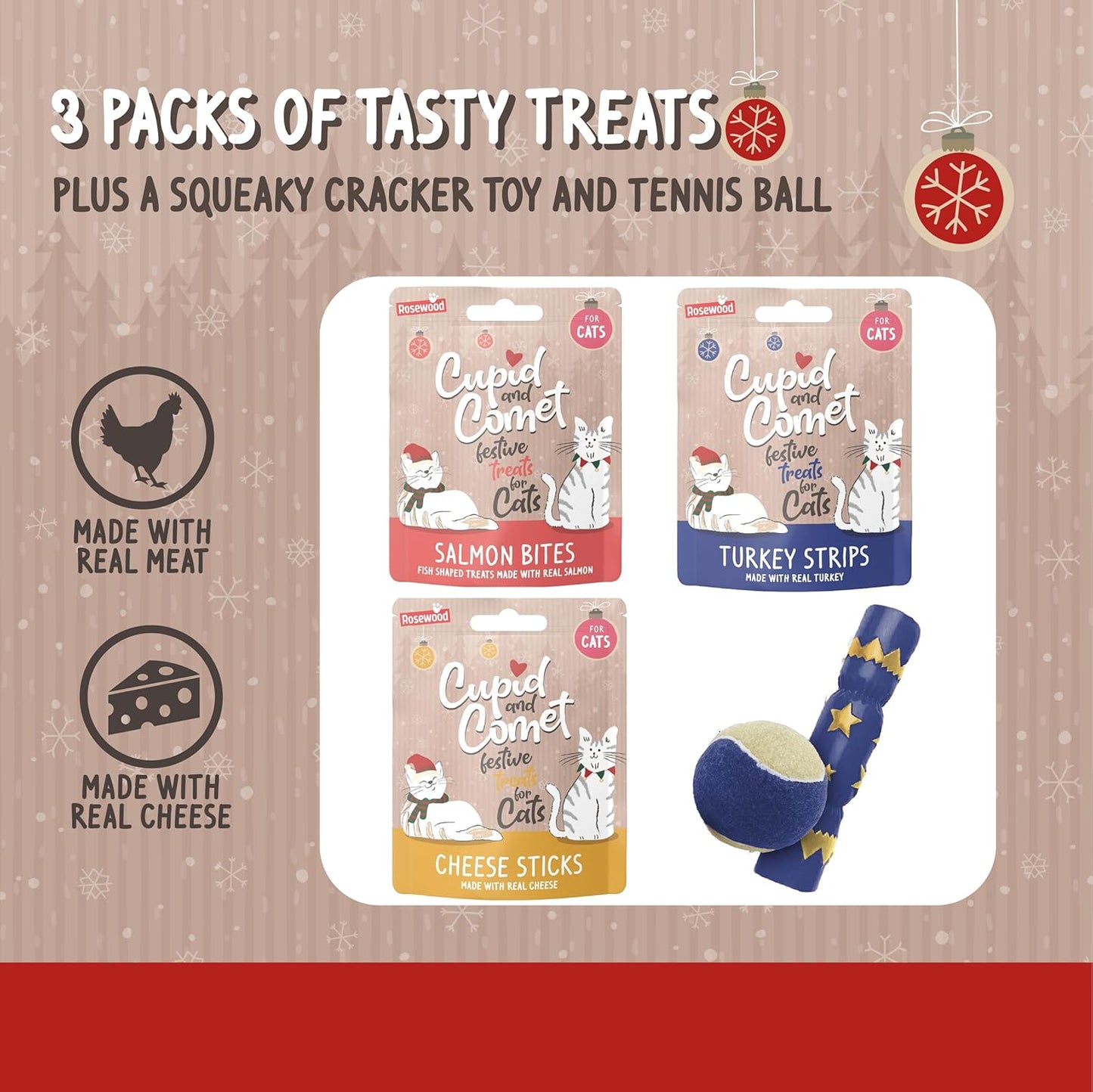 Cupid & Comet Christmas Dinner & Toys Stocking Gift, Dog Treats (Pack of 2)