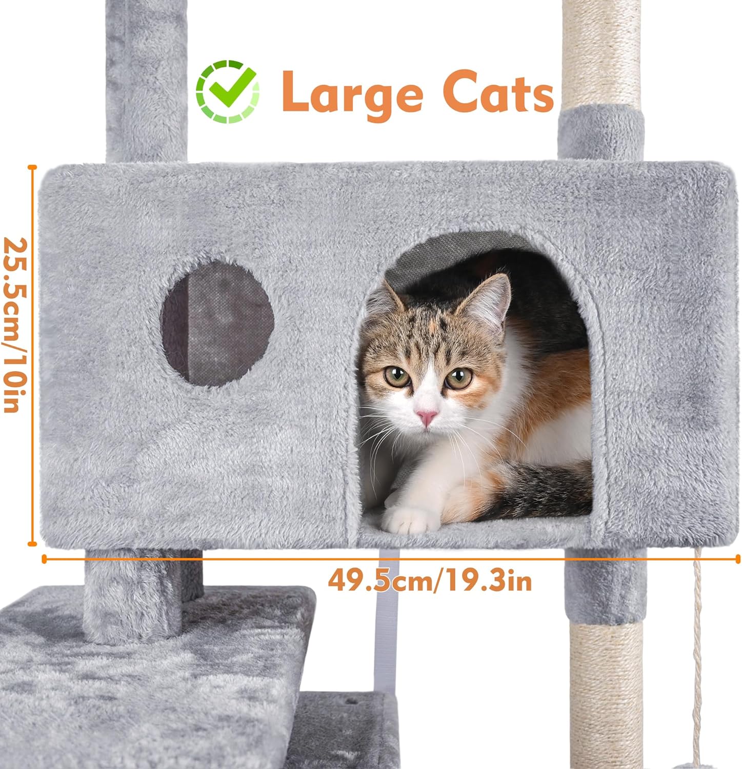 Cat Tree,151Cm Cat Tower for Indoor Kitty,Scratching Post Stable Activity Centre Climbing Tree with 2 Kitty Houses, Hammock, 4 Sisal Posts, Ladder, and Rest Place