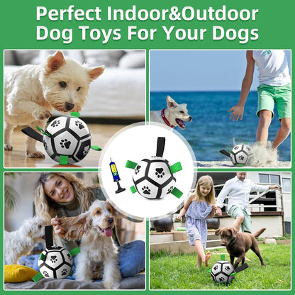 Interactive Dog Football Toys with Webbing, Durable Dog Water Balls for Small Medium Breed, Indoor & Outdoor (5 Inch)