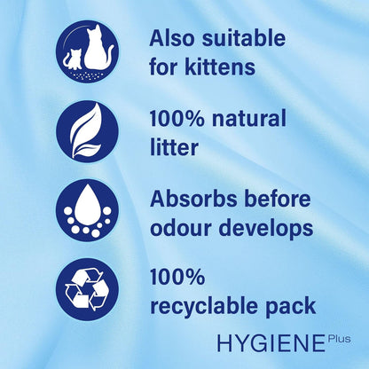 Catsan Hygiene plus Non-Clumping Adult Cat Litter and Kitten Litter - 20L - 100% Natural and Absorbent