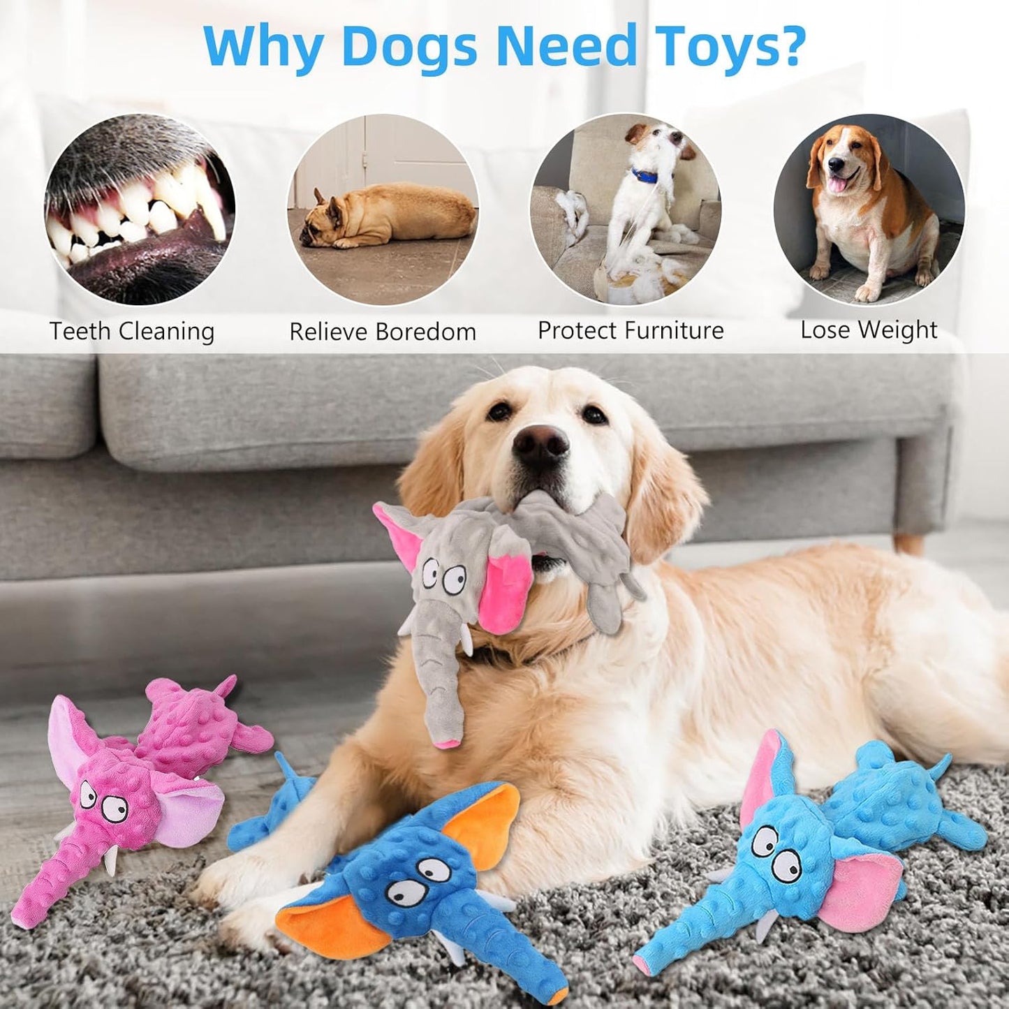 Elephant Dog Toy - Durable and Interactive 