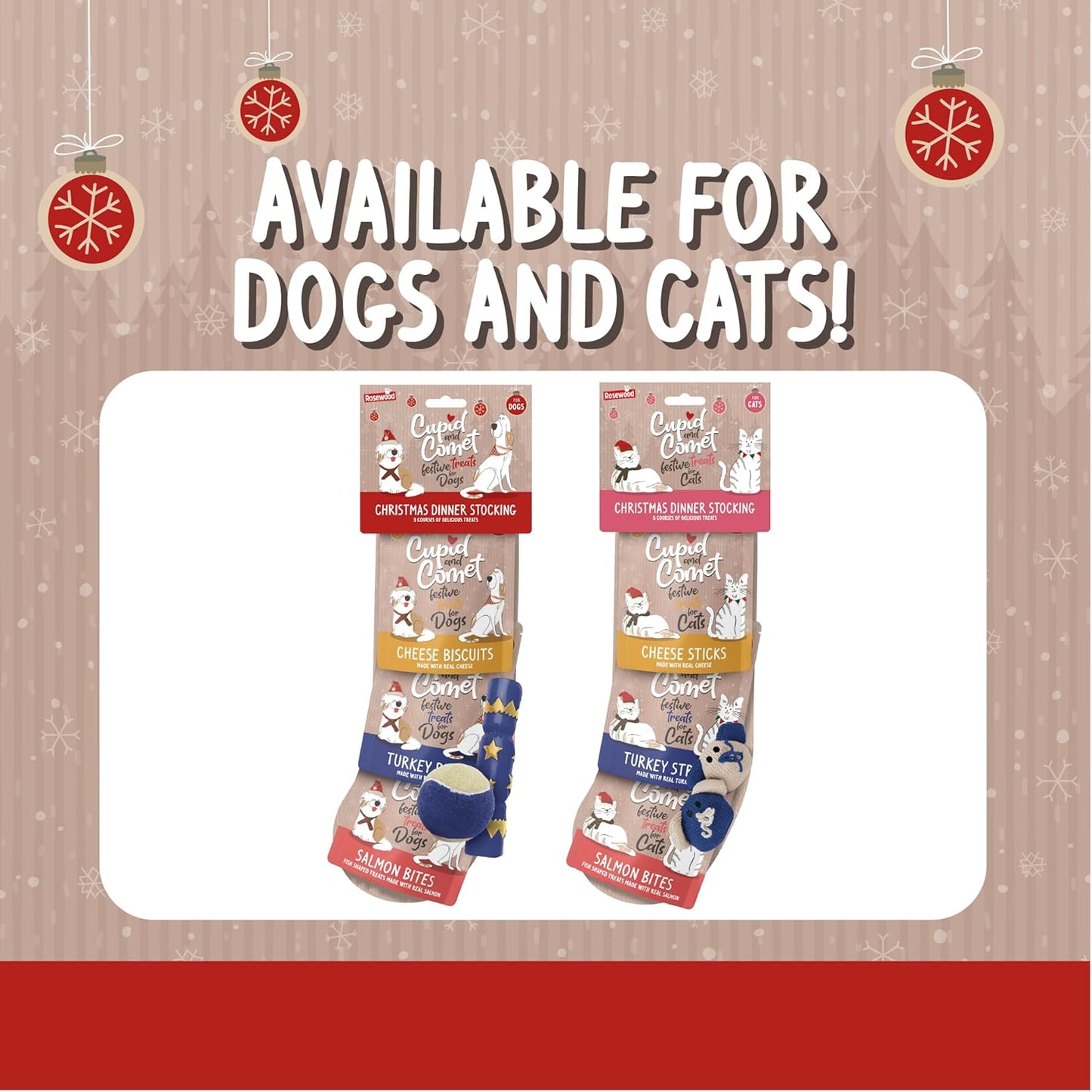 Cupid & Comet Christmas Dinner & Toys Stocking Gift, Dog Treats (Pack of 2)