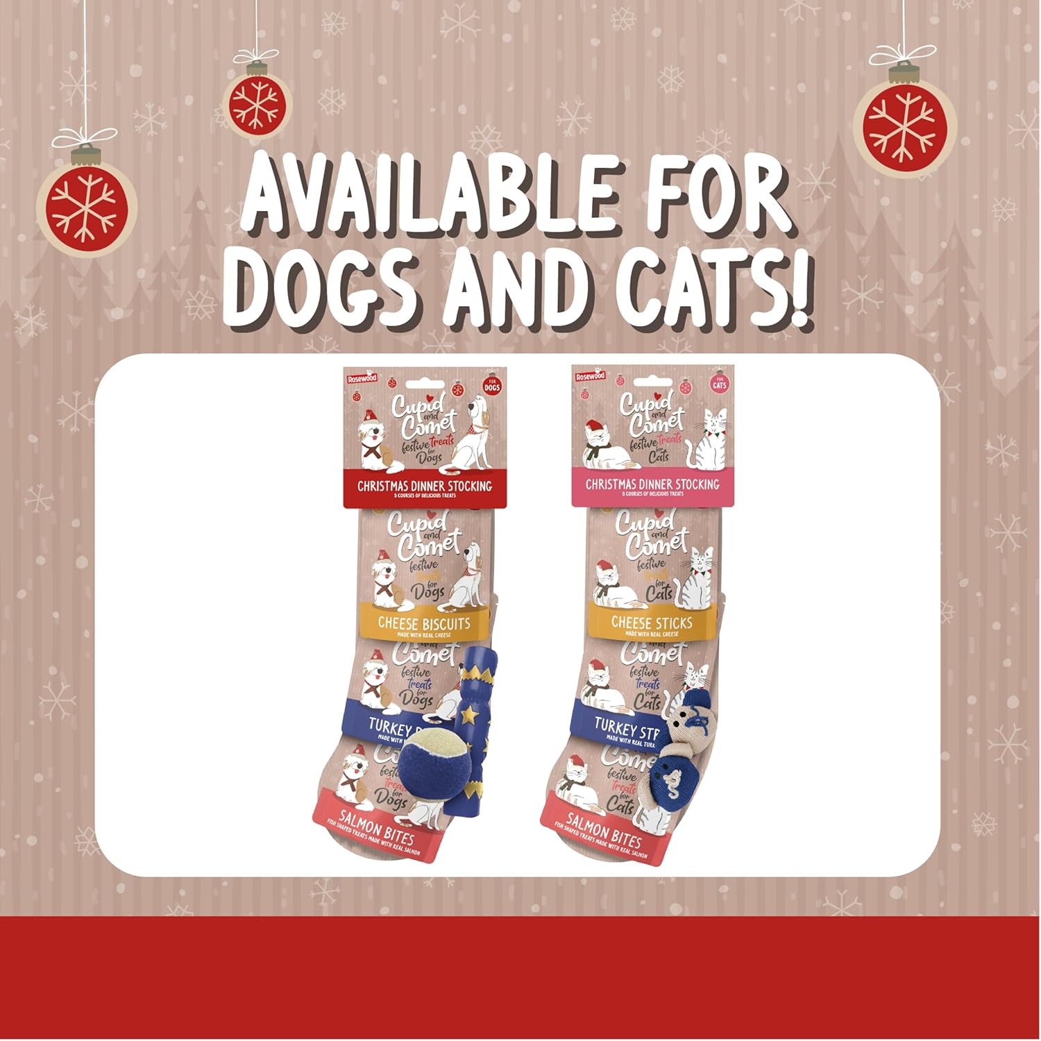 Cupid & Comet Christmas Dinner & Toys Stocking Gift, Dog Treats (Pack of 2)
