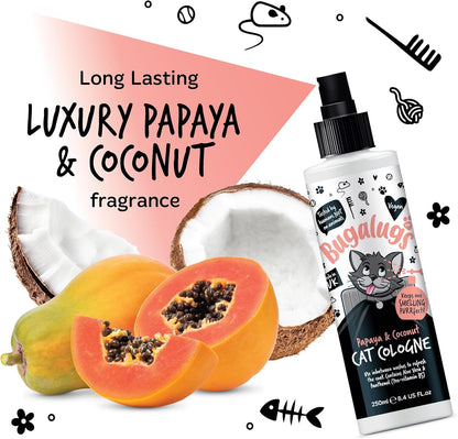 Bugalugs Cologne for Cats. Leave in Spray to Condition, Nourish and Hydrate Skin and Coat. Professional Cat Cleaning and Grooming Formula Use with Cat Shampoo (Cologne 250Ml)
