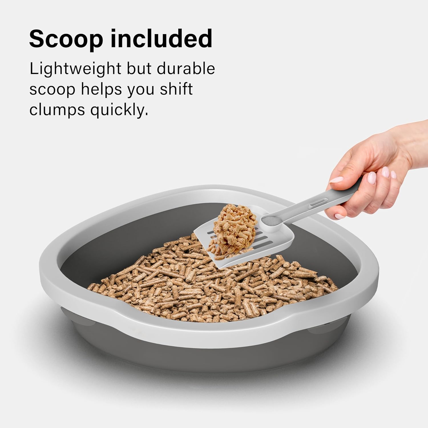 Corner Cat Litter Tray with Cleaning Scoop, High Sided Rounded Corners, Anti-Spillage & Mess-Free Cat Toilet (Dark Grey/White, 55X42.5X14)