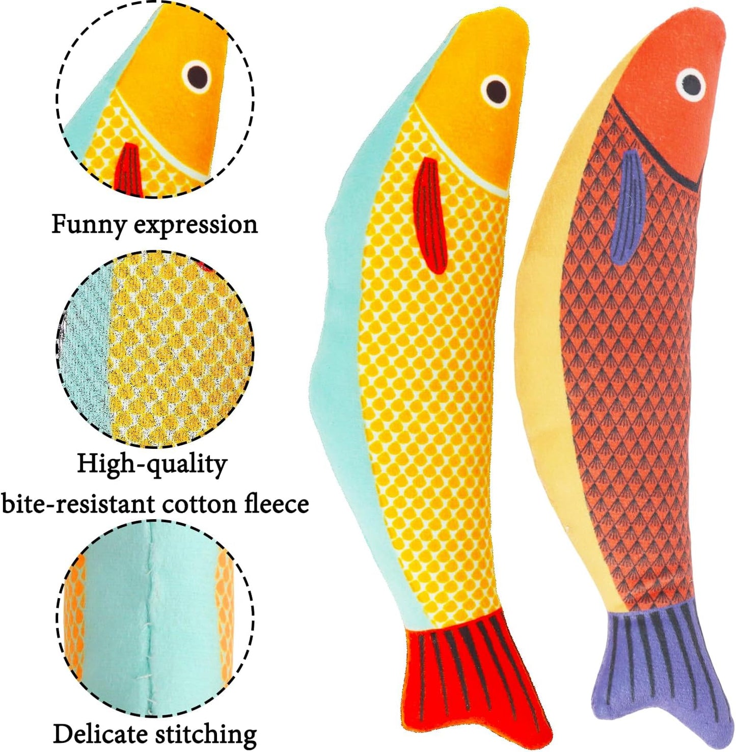 Cat Catnip Toys, 6 Pcs Cat Chew Toy, Interactive Soft Plush Fish Toy for Cats Adult Kitten Indoor