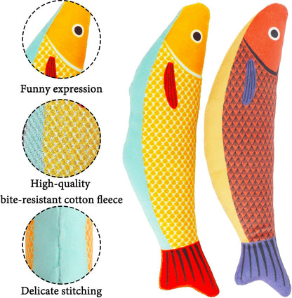 Cat Catnip Toys, 6 Pcs Cat Chew Toy, Interactive Soft Plush Fish Toy for Cats Adult Kitten Indoor