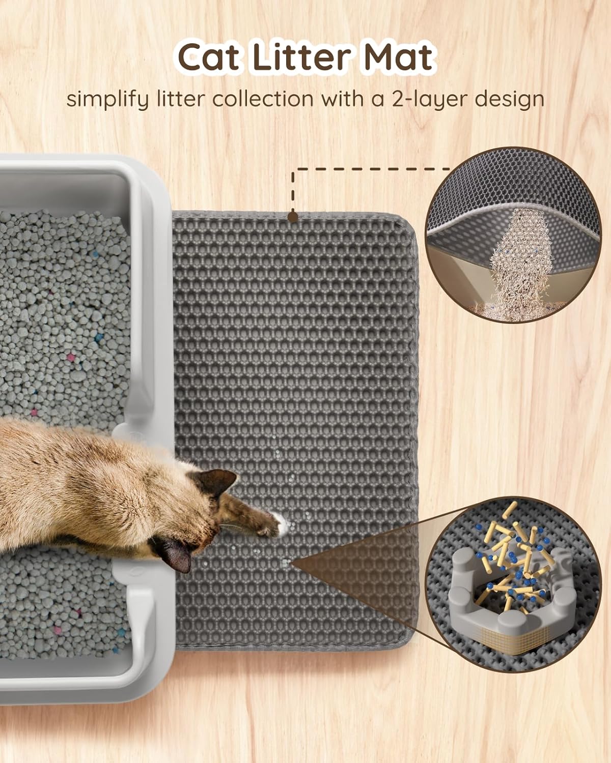 High Sided Stainless Steel Litter Box - Metal Cat Litter Tray with Splash-Proof Lid, Easy Cleaning & Odor-Less Kitten Litter Tray with Double Layer Litter Mat, Litter Scoop, Brush, 50X35X20Cm