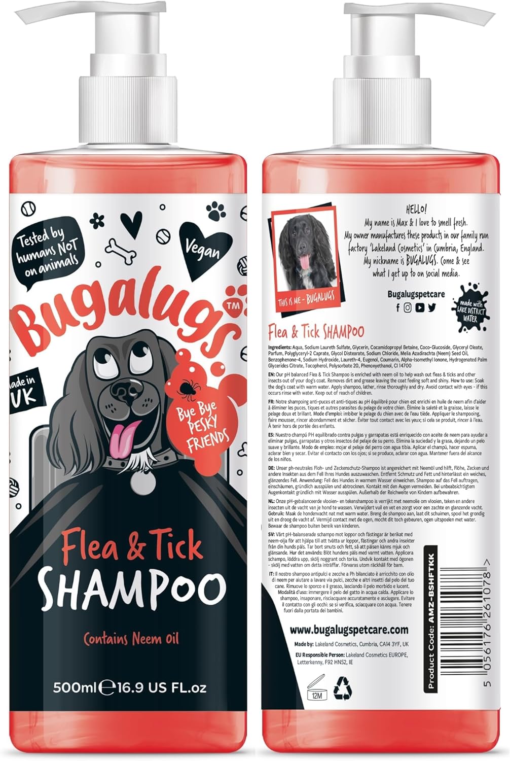 Flea and Tick Dog Shampoo by , Works on Smelly Puppies & Dogs, Contains Neem Oil PH Balanced Vegan Used by Professional Groom (Shampoo 500Ml)