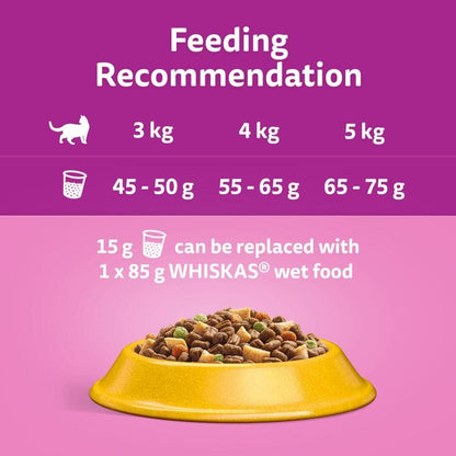 - 1+ Adult Dry Cat Food - 7Kg - Biscuits Made with Chicken - Bulk Cat Food Bag
